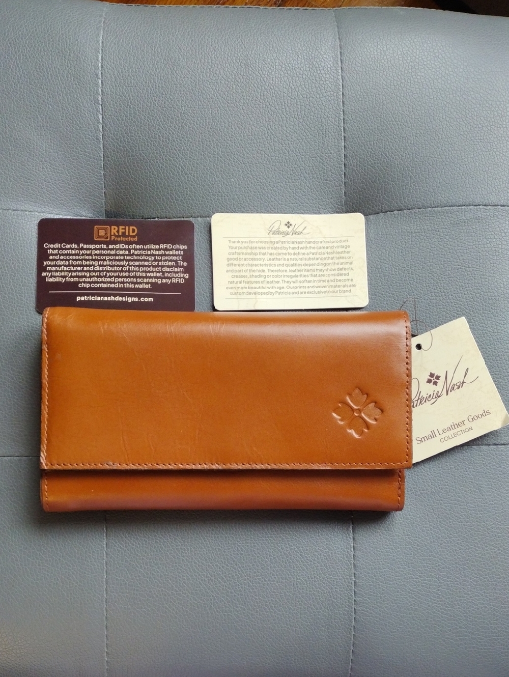 Patricia Nash Cognac Brown Leather Flap Wallet